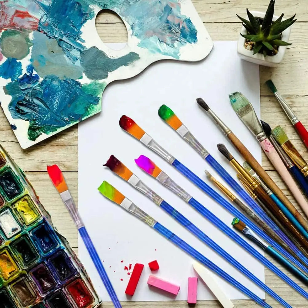 50Pcs Painting Brushes Set Round and Flat Nylon Hair Paint Brush for Watercolor, Oil, Acrylic, Kids Art and Craft
