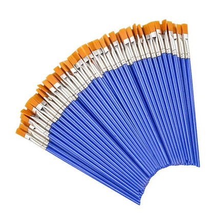 50Pcs Painting Brushes Set Round and Flat Nylon Hair Paint Brush for Watercolor, Oil, Acrylic, Kids Art and Craft
