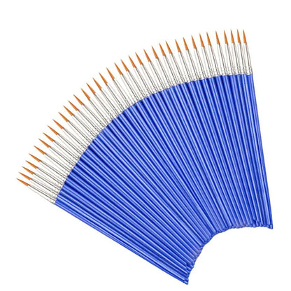 50Pcs Painting Brushes Set Round and Flat Nylon Hair Paint Brush for Watercolor, Oil, Acrylic, Kids Art and Craft