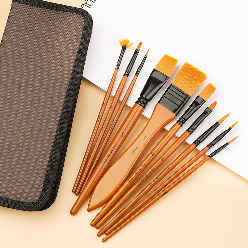 Nylon Hair Watercolor Paint Brush Pen Set Wooden Handle Art Brushes For Acrylic Oil Painting DIY Cr 2
