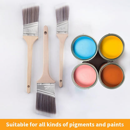 Professional Paint Brushes Set Pack of 5, Durable Sash Brushes with Soft Tapered Filament for Walls, Cabinets, Fence