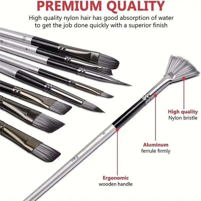 Artist Paint Brushes Set, Acrylic Oil Watercolor Brushes with Wooden Handle, Professional Painting Tools for Artists