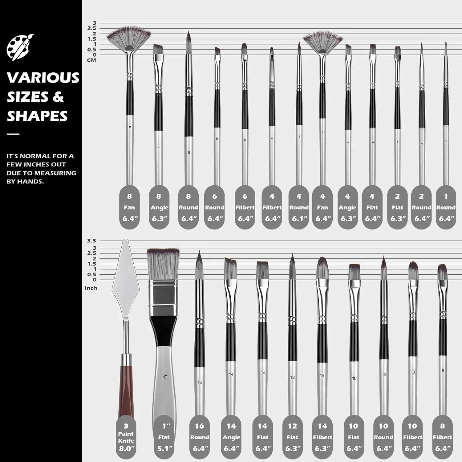 Artist Paint Brushes Set, Acrylic Oil Watercolor Brushes with Wooden Handle, Professional Painting Tools for Artists