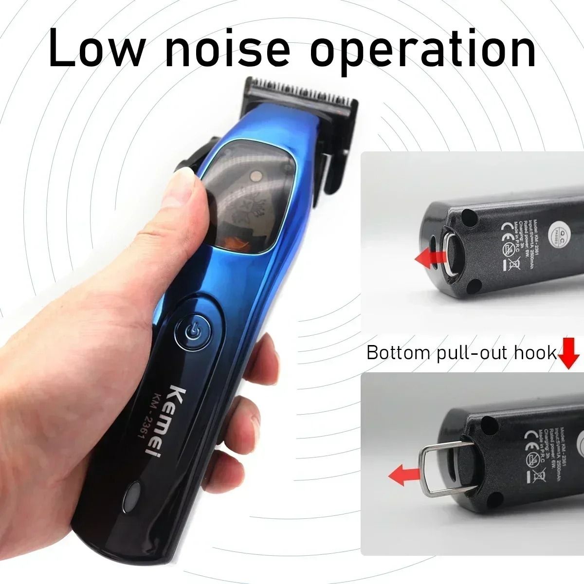Professional Cordless Hair Clipper With 10000RPM Magnetic Motor And DLC Blade 5