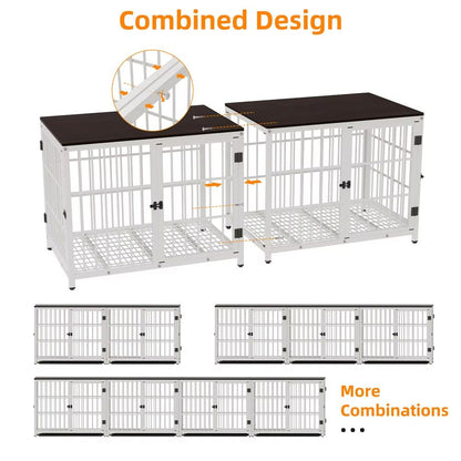 Large Wooden Dog Crate Furniture Style  Indoor Pet Kennel With Removable Tray  TripleDoor Design 4