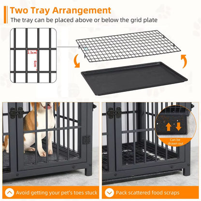 Large Wooden Dog Crate Furniture Style  Indoor Pet Kennel With Removable Tray  TripleDoor Design 5