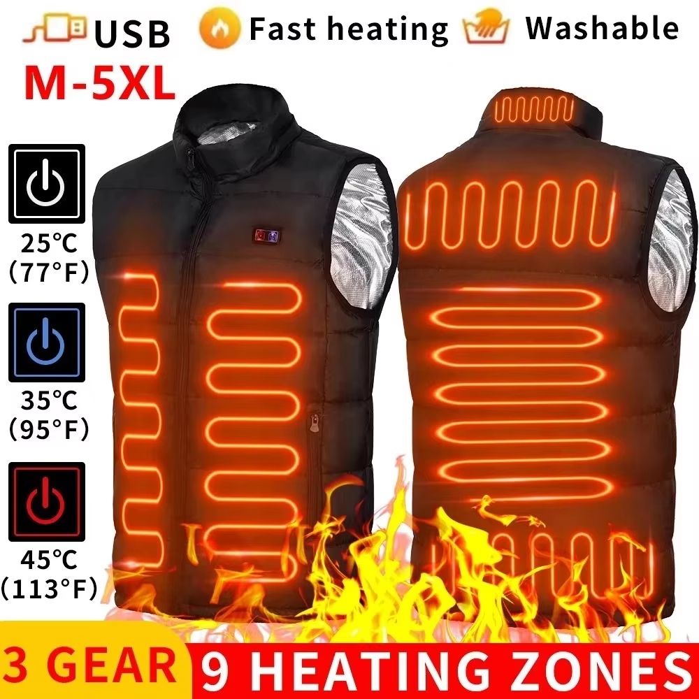 9Zone Heated Jacket With Graphene Technology  USB Rechargeable Electric Heated Coat For Men  Women 7