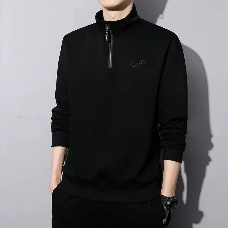Mens Warm Fleece Lined Quarter Zip Sweatshirt In Plus Sizes 4