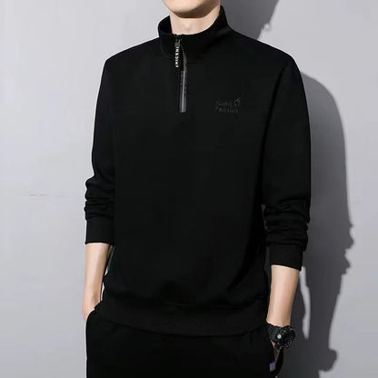 Mens Warm Fleece Lined Quarter Zip Sweatshirt In Plus Sizes 4