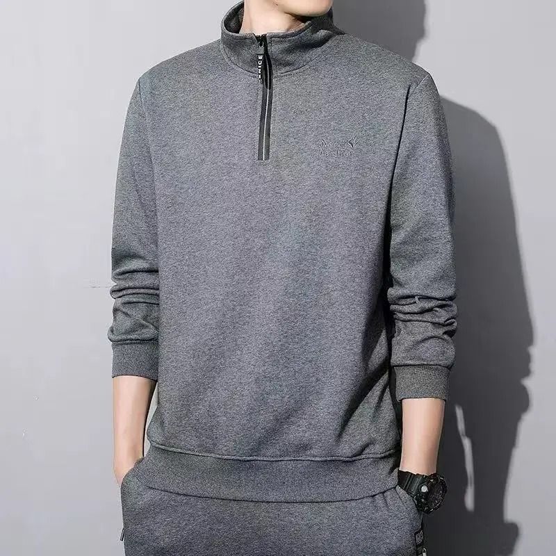 Mens Warm Fleece Lined Quarter Zip Sweatshirt In Plus Sizes 5