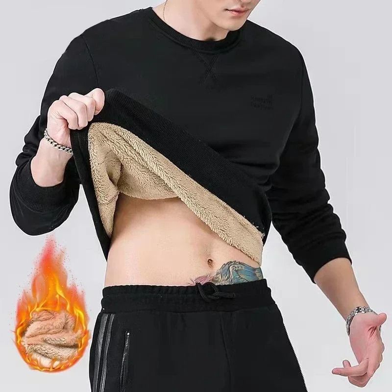 Mens Warm Fleece Lined Quarter Zip Sweatshirt In Plus Sizes 8