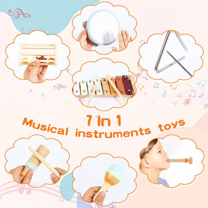 Baby Musical Instruments Montessori Wooden Toys Percussion Xylophone Set For Toddlers Preschool Edu 2