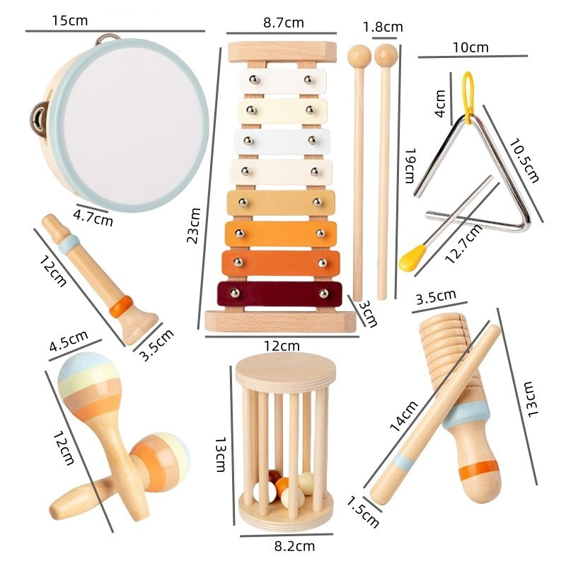 Baby Musical Instruments Montessori Wooden Toys Percussion Xylophone Set For Toddlers Preschool Edu 3