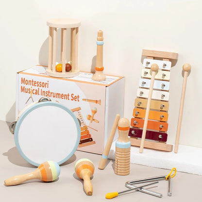Baby Musical Instruments Montessori Wooden Toys Percussion Xylophone Set For Toddlers Preschool Edu 5