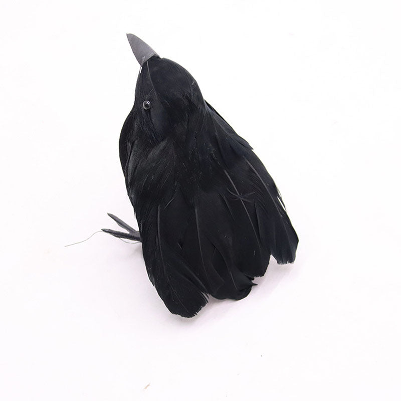 Simulated Black Feather Crow, Halloween Decorations, Haunted House Ornament, Party Supplies, Spooky Home Decor Prop