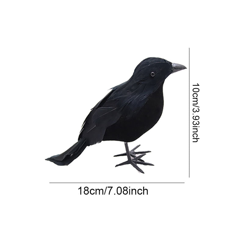 Simulated Black Feather Crow, Halloween Decorations, Haunted House Ornament, Party Supplies, Spooky Home Decor Prop