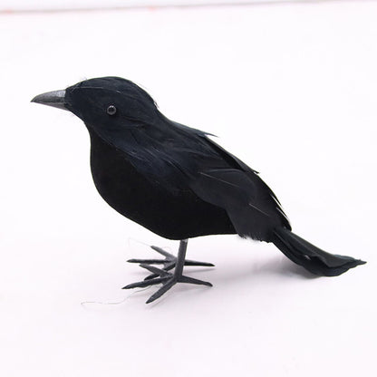Simulated Black Feather Crow, Halloween Decorations, Haunted House Ornament, Party Supplies, Spooky Home Decor Prop