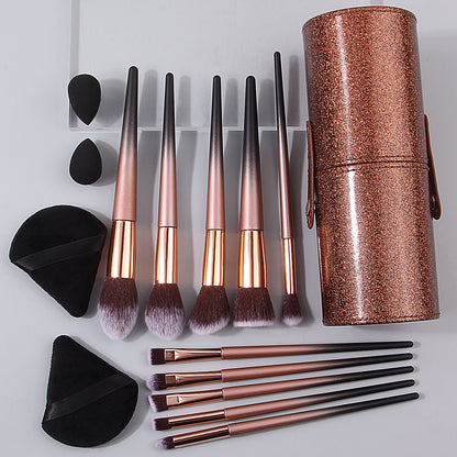 Makeup Brush Set with Triangular Powder Puff Small Beauty Egg, 1PCS Covered Large Capacity Storage Bucket