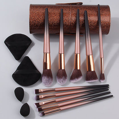 Makeup Brush Set with Triangular Powder Puff Small Beauty Egg, 1PCS Covered Large Capacity Storage Bucket