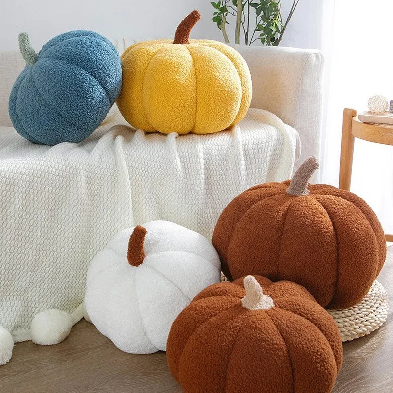 Decorative Cushion Plush Nordic Ins Sofa Backrest, Cute Orange Pumpkin Pillow for Living Room & Home Decoration