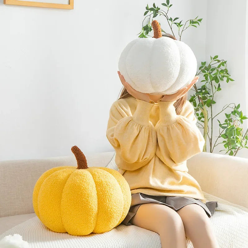 Decorative Cushion Plush Nordic Ins Sofa Backrest Cute Orange Pumpkin Pillow For Living Room  Home  1