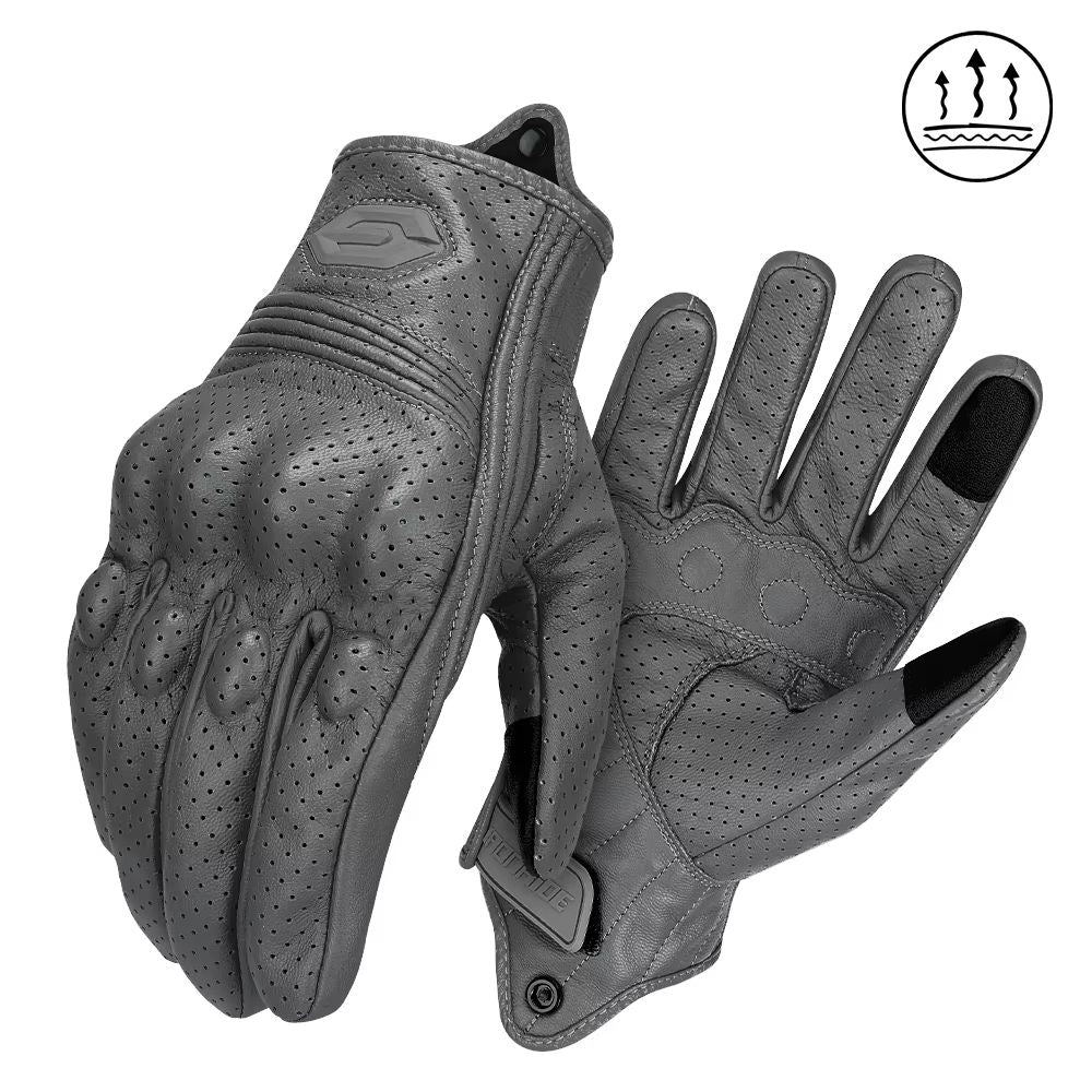 Vintage Leather Motorcycle Gloves  Breathable Summer Riding Gloves With AntiSlip Grip For Men  Wome 9