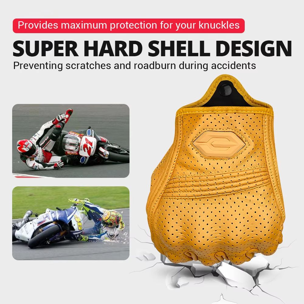 Vintage Leather Motorcycle Gloves  Breathable Summer Riding Gloves With AntiSlip Grip For Men  Wome 1