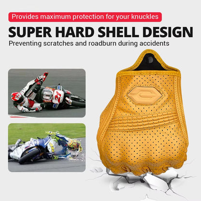 Vintage Leather Motorcycle Gloves  Breathable Summer Riding Gloves With AntiSlip Grip For Men  Wome 1