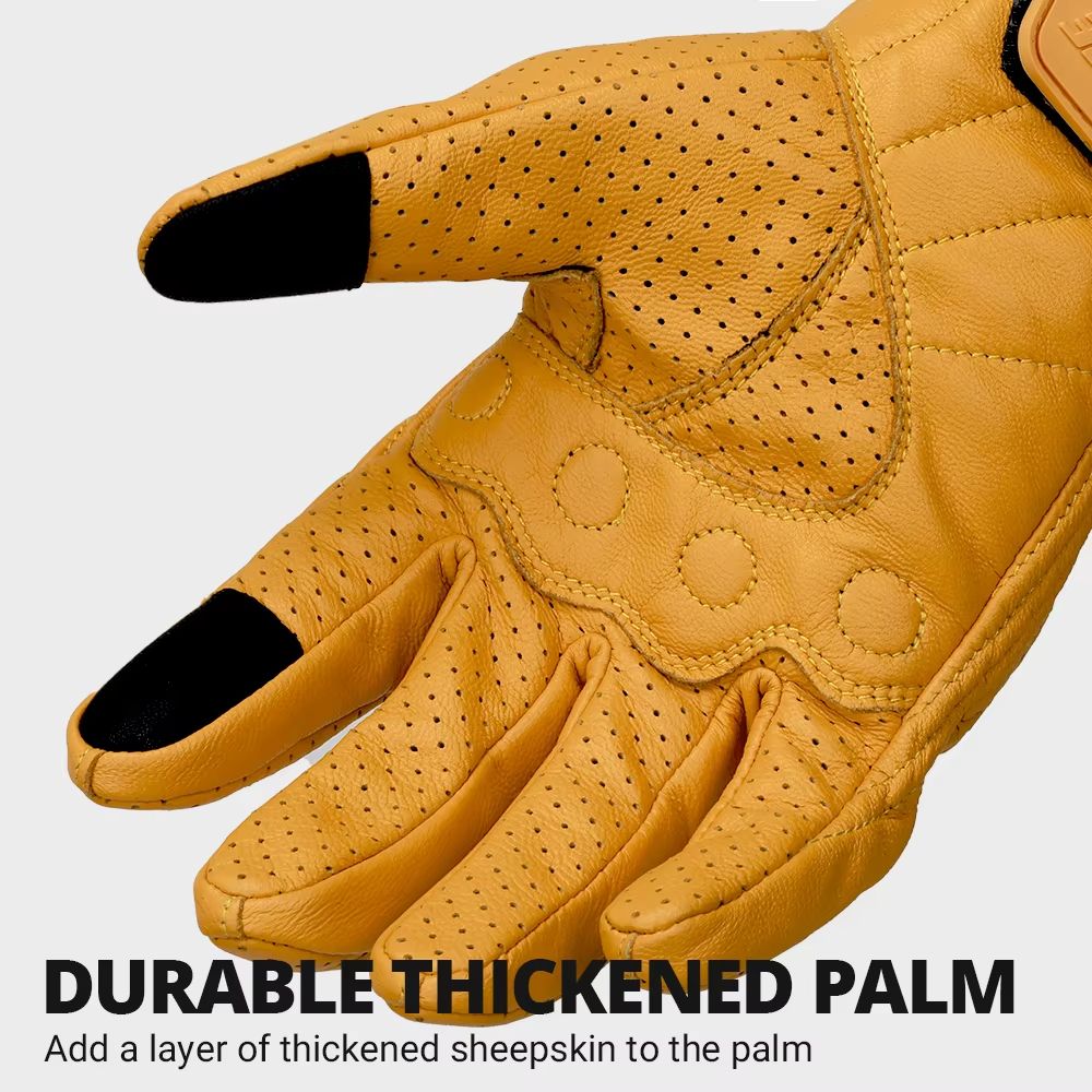 Vintage Leather Motorcycle Gloves  Breathable Summer Riding Gloves With AntiSlip Grip For Men  Wome 2