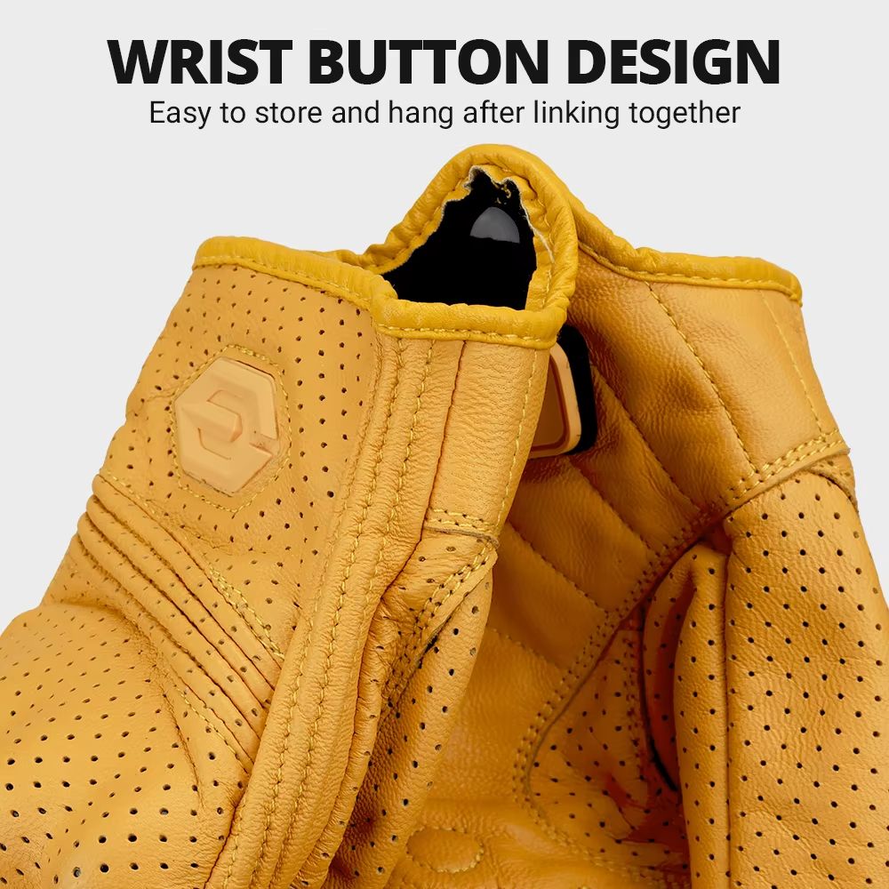 Vintage Leather Motorcycle Gloves  Breathable Summer Riding Gloves With AntiSlip Grip For Men  Wome 4