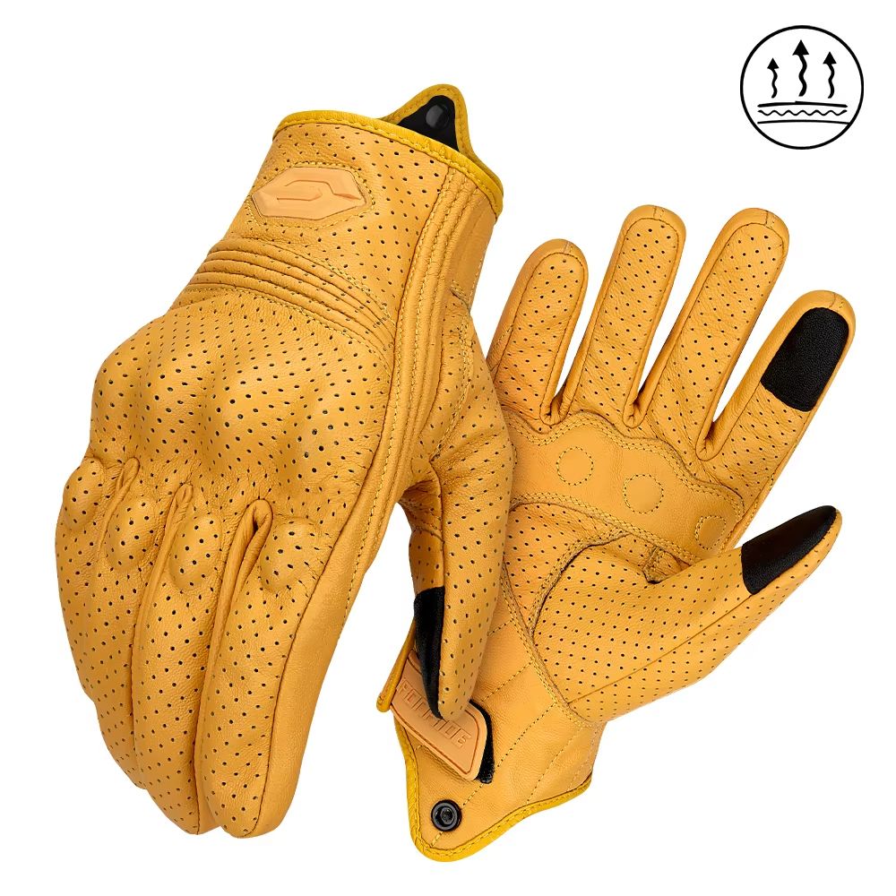 Vintage Leather Motorcycle Gloves  Breathable Summer Riding Gloves With AntiSlip Grip For Men  Wome 7