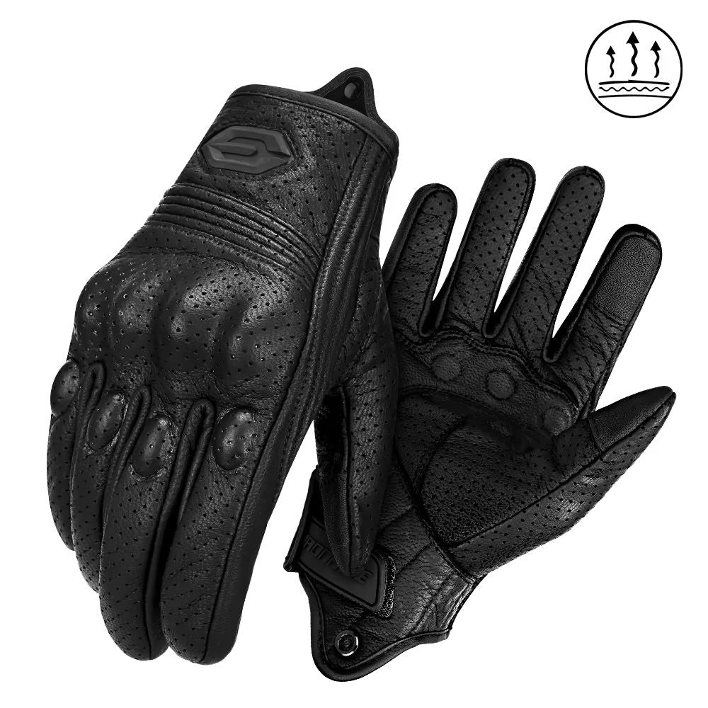 Vintage Leather Motorcycle Gloves  Breathable Summer Riding Gloves With AntiSlip Grip For Men  Wome 8