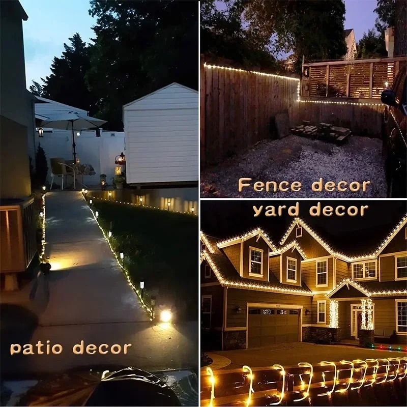 Solar LED Rope String Lights Waterproof Tube For Outdoor Garden Lighting 1