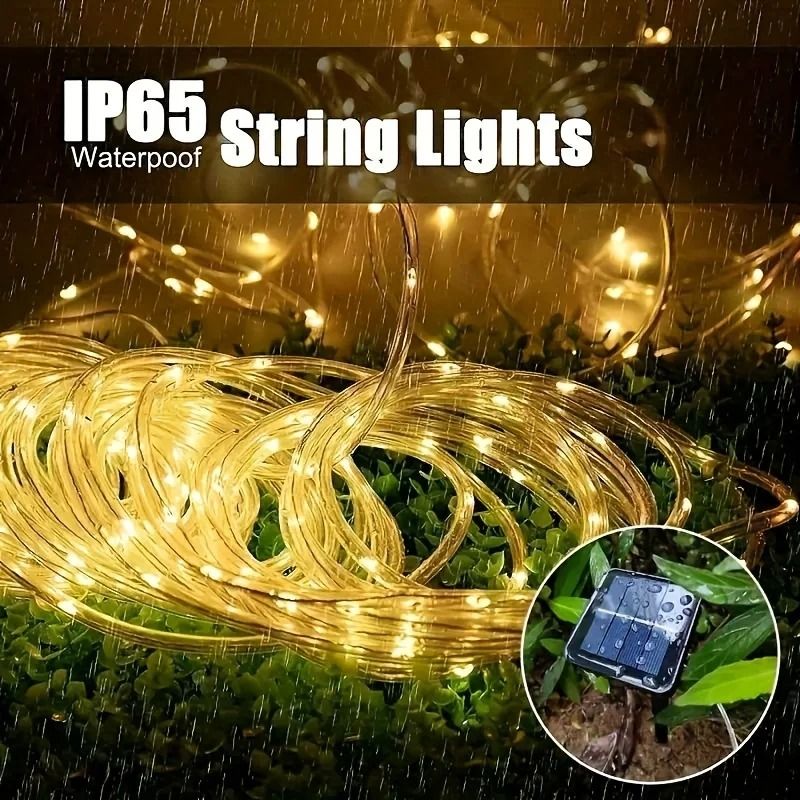 Solar LED Rope String Lights Waterproof Tube For Outdoor Garden Lighting 2