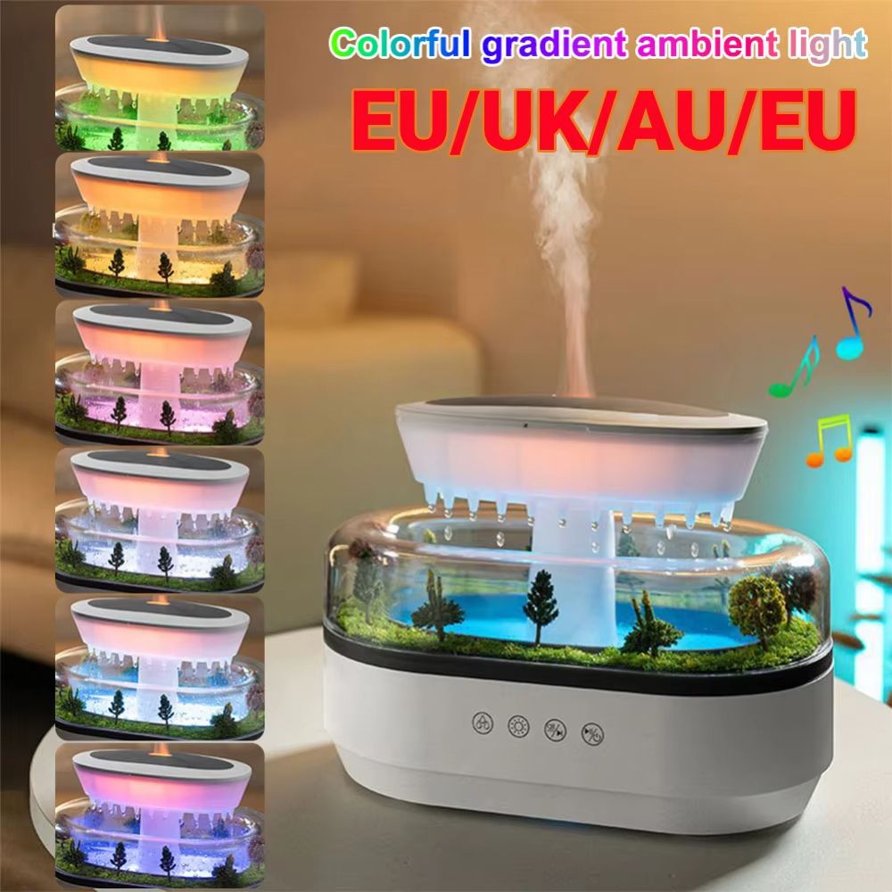 Rain Cloud Cool Mist Humidifier – Essential Oil Diffuser with 7-Color Night Light & Micro Landscape Design