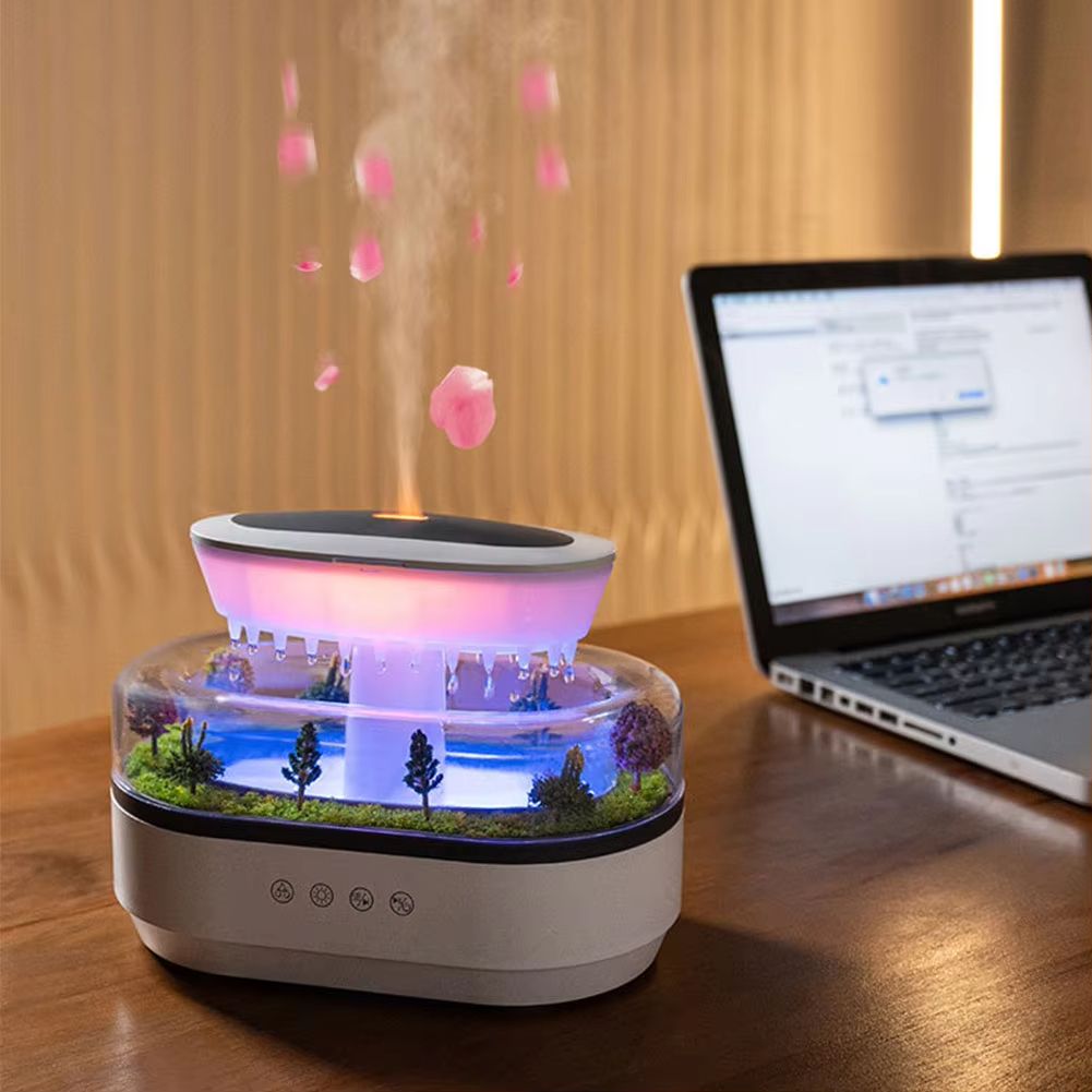 Rain Cloud Cool Mist Humidifier  Essential Oil Diffuser With 7Color Night Light  Micro Landscape De 2