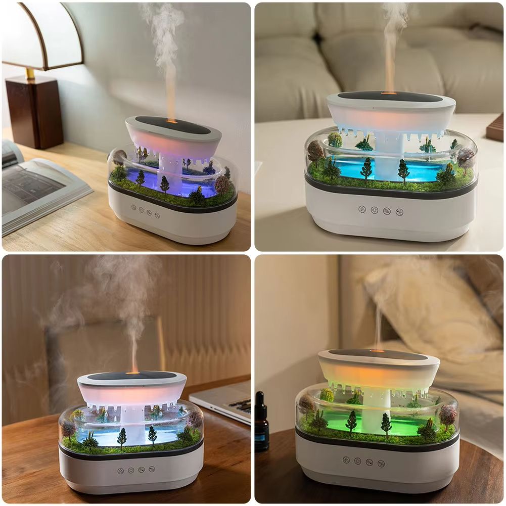 Rain Cloud Cool Mist Humidifier  Essential Oil Diffuser With 7Color Night Light  Micro Landscape De 3