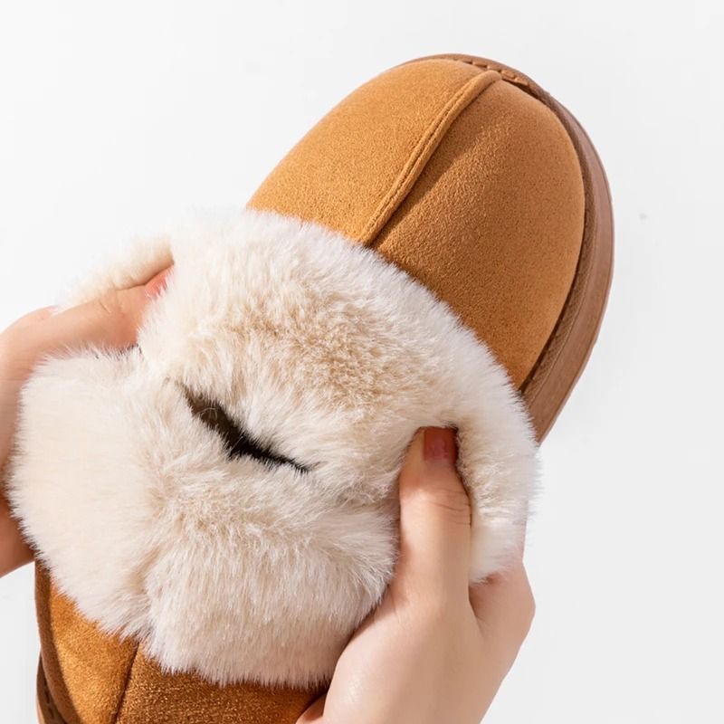 Women Winter Indoor Soft Faux Fur Snow Boot Slippers Plus Sizes 5
