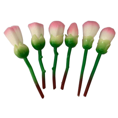 6pcs Rose Flower Makeup Brush Set, Professional Face Foundation Colour Powder Eye Shadow Cosmetic Blush Brushes