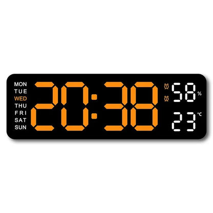 Large Digital Wall Clock With Temperature Humidity Auto Dimming USB Powered 10