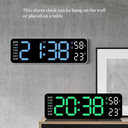 Large Digital Wall Clock With Temperature Humidity Auto Dimming USB Powered 2