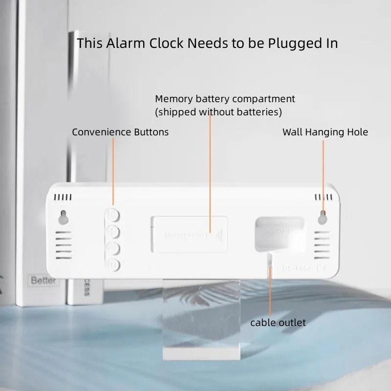 Large Digital Wall Clock With Temperature Humidity Auto Dimming USB Powered 4
