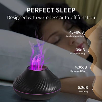 Kinscoter Volcanic Aroma Diffuser  USB Portable Essential Oil Humidifier With Flame Night Light 1