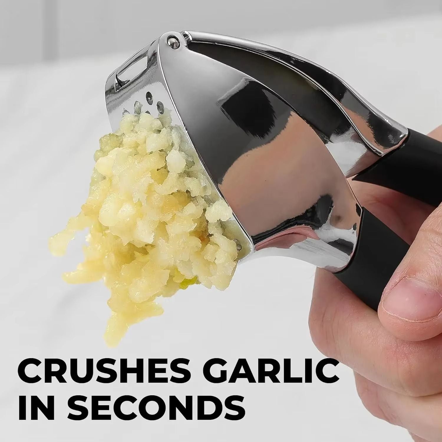 Stainless Steel Garlic Press Set  Professional Garlic Mincer With Peeler  Cleaning Brush 2