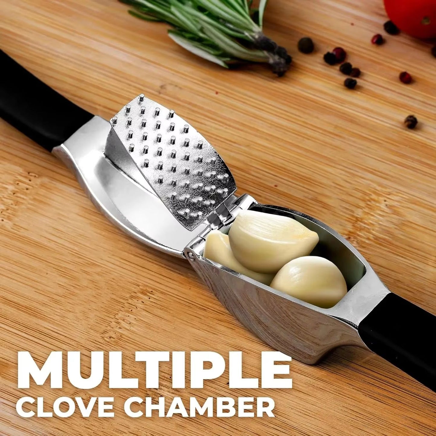 Stainless Steel Garlic Press Set  Professional Garlic Mincer With Peeler  Cleaning Brush 5
