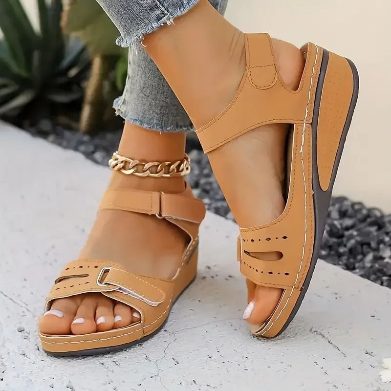 Women Soft Slip On Open Toe Sandal Lightweight Walking Footwear 10