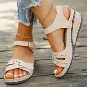 Women Soft Slip On Open Toe Sandal Lightweight Walking Footwear 7
