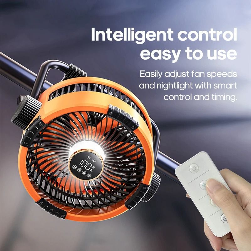 Multifunctional Camping Fan With Rechargeable Battery LED Light And Power Bank 3