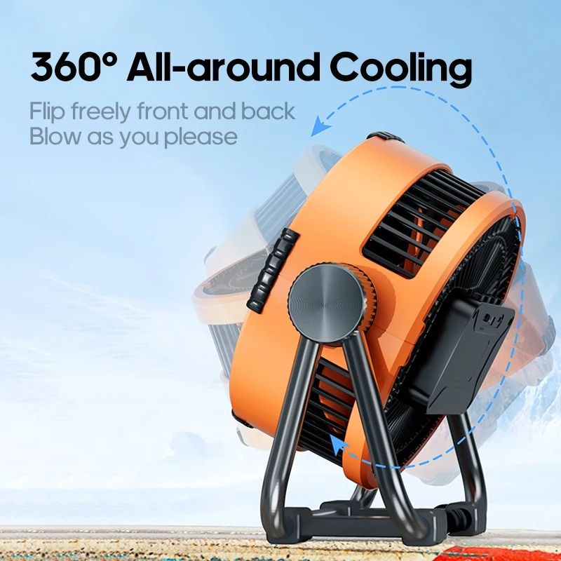 Multifunctional Camping Fan With Rechargeable Battery LED Light And Power Bank 4