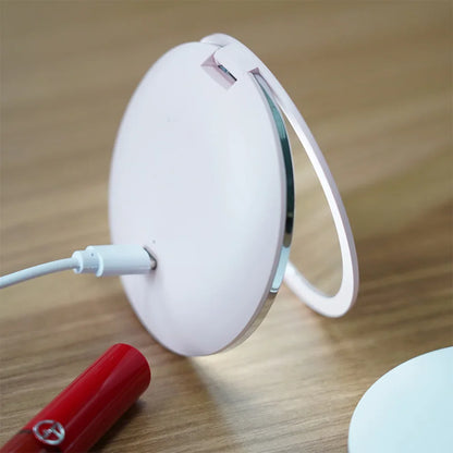 Portable LED Makeup Mirror Handheld Pocket Compact Dual Sided Mirror With 5x Magnification USB Rech